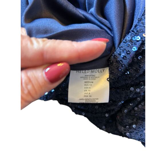 NWT - Hello Molly Navy Blue Sequined Gown - Size M - Picture 10 of 16